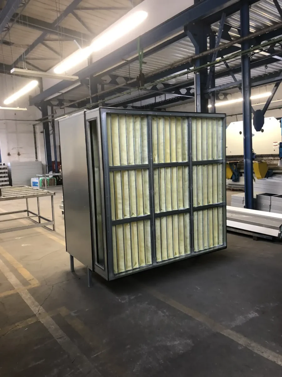 Multi-stage filter unit for an industrial intake silencer